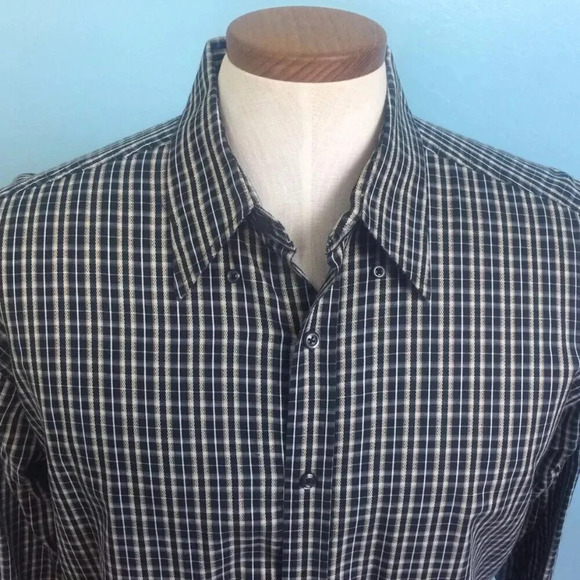 PRONTO UOMO Men Long Sleeve Button Down Plaids 100% Cotton Dress Shirt Sz Large - Picture 2 of 9